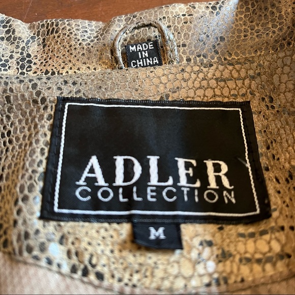 Vintage Adler Reptile Print Genuine Leather Olive Button Front Coat Size Medium - Picture 4 of 11
